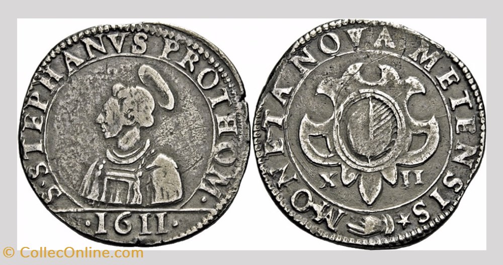 1611 Franc Messin ou 12 gros 1er TYPE monnaie france feodale 1611 franc messin ou 12 gros 1er type