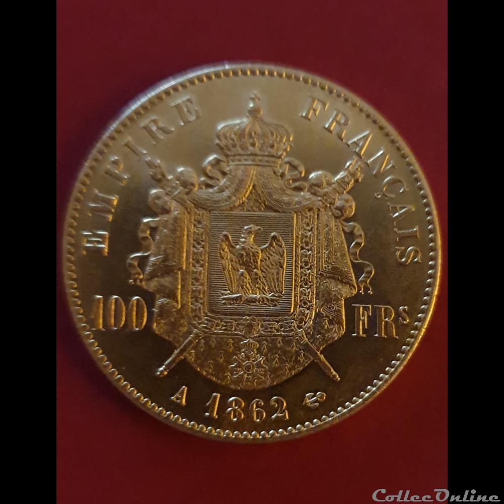 100 francs Napoléon 1862 A 2 monnaie france moderne 100 francs napoleon 1862 a