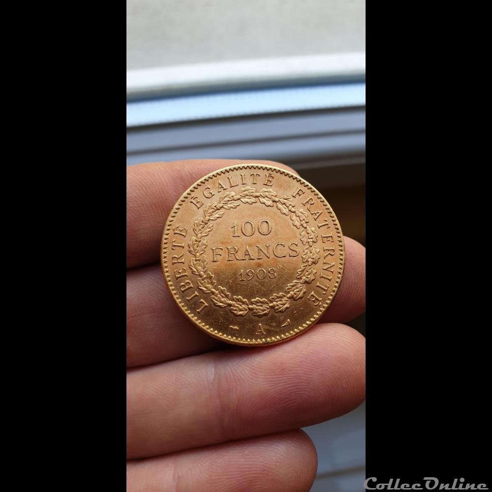 100 francs Genie 1908 A monnaie france moderne 100 francs genie 1908 a
