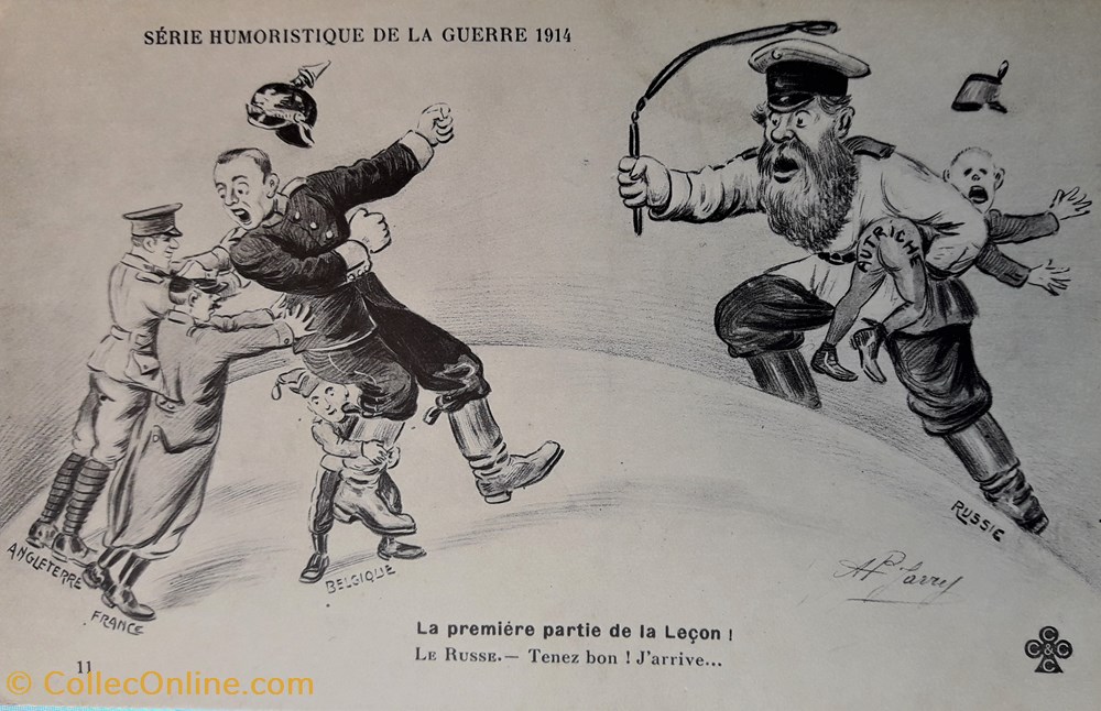 Carte humoristique de la guerre de 1914 - N° 11 - La première partie de la leçon postale france carte humoristique de la guerre de 1914 n 11 la premiere partie de la lecon