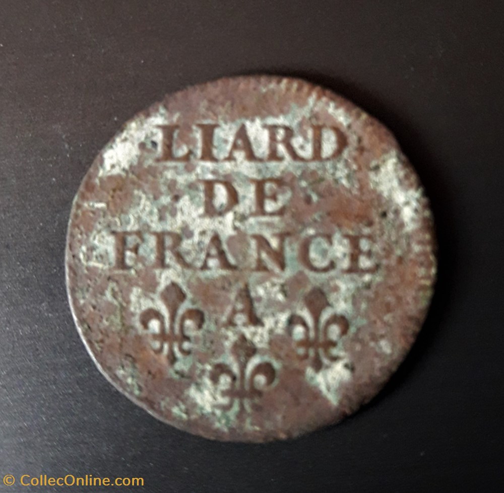 monnaie royale louis xiv liard avers l xiiii roy mm de fr et de na revers liard de france