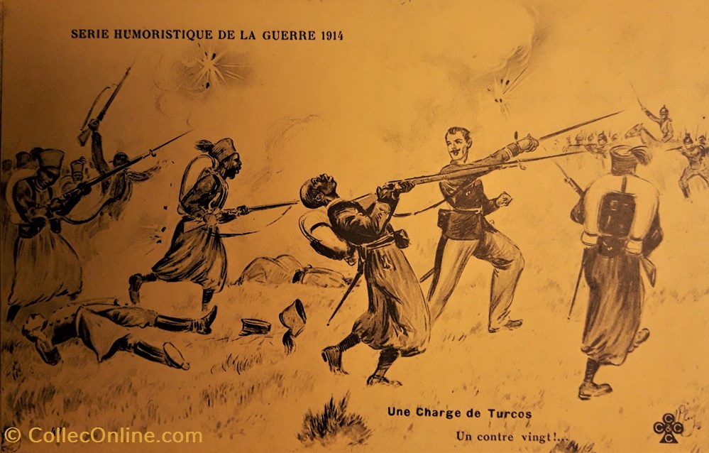 postale france carte humoristique de la guerre de 1914 n 47 une charge de turcos