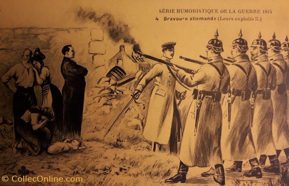 postale france carte humoristique de la guerre de 1914 n 4 bravoure allemande