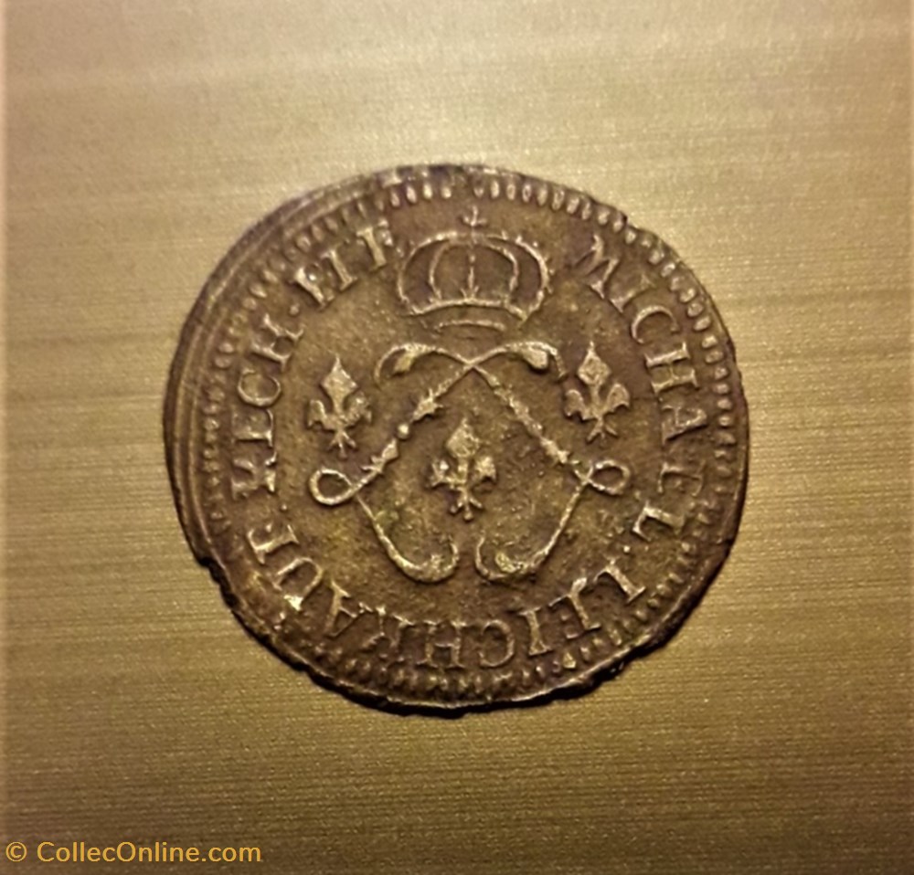 Louis XV – Jeton de compte - Avers : LVD . XV . D . G . FR . ET . NAV . REX Revers : RECH PFE MICHA monnaie france royale louis xv jeton de compte avers lvd xv d g fr et nav rex revers rech pfe micha