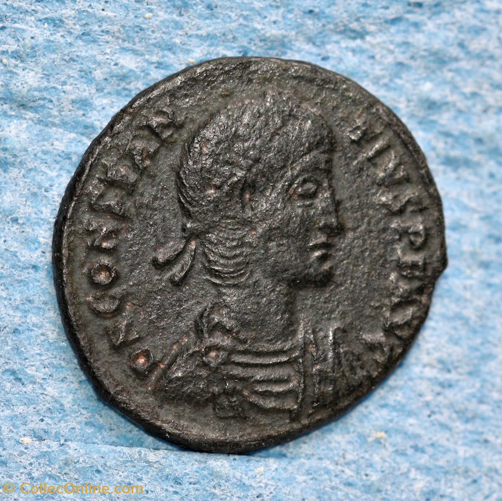 CONSTANCE II Maiorina - A: D N CONSTAN-TIVS P F AVG - R: FEL TEMP REPARATIO (SMKF) monnaies antiquite jc ap romaines republicaines imperiales constance ii maiorina a d n constan tivs p f avg r fel temp reparatio smkf