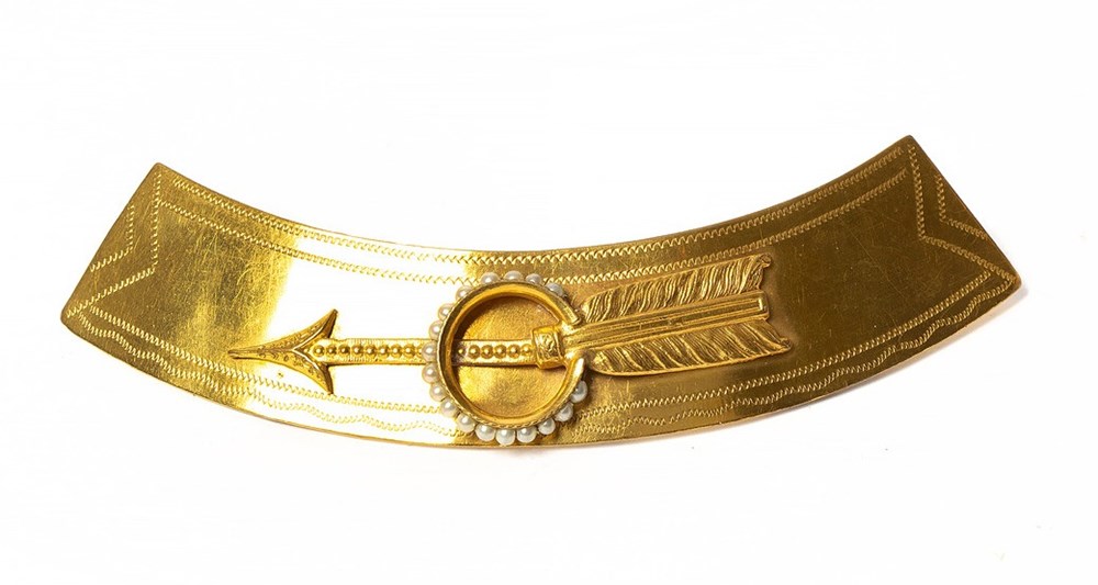 Hårdekoration, förgyllt silver med fröpärlor art antiquities hardekoration forgyllt silver med froparlor