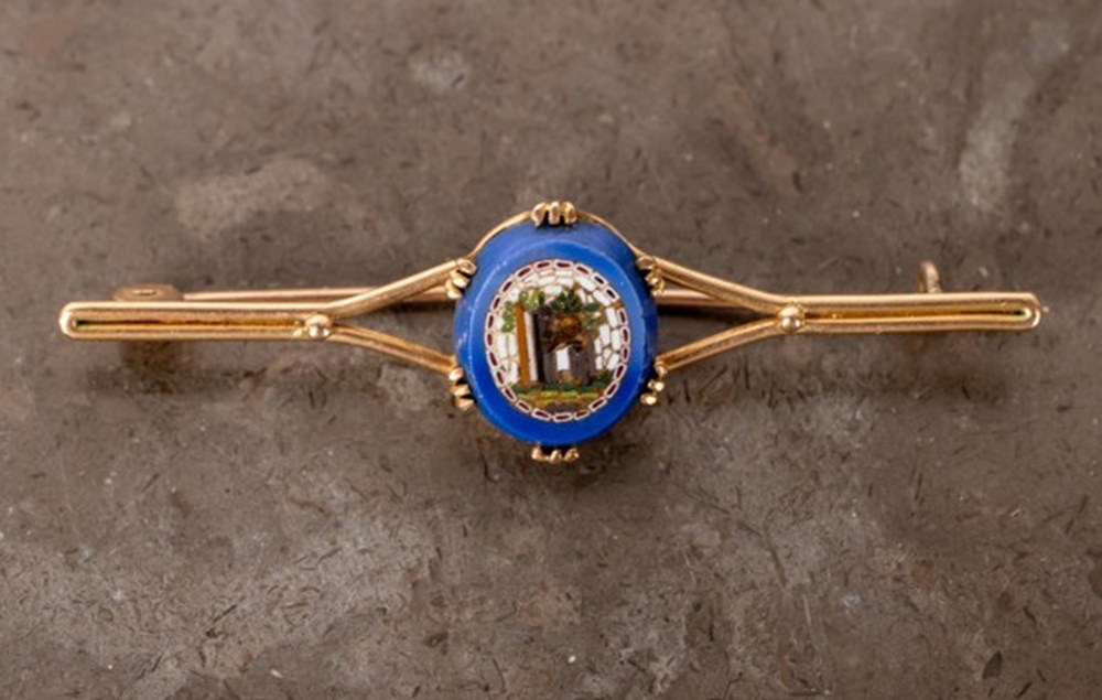 Brosch mikromosaik 14k art antiquities brosch mikromosaik 14k