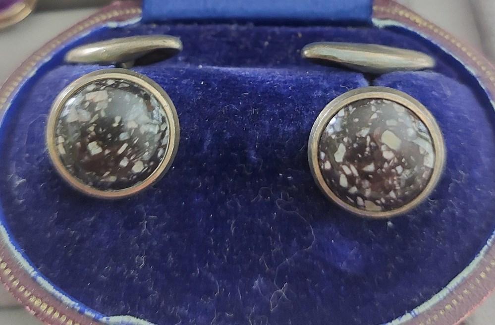 Manschettknappar, silver och porfyr art antiquities manschettknappar silver och porfyr