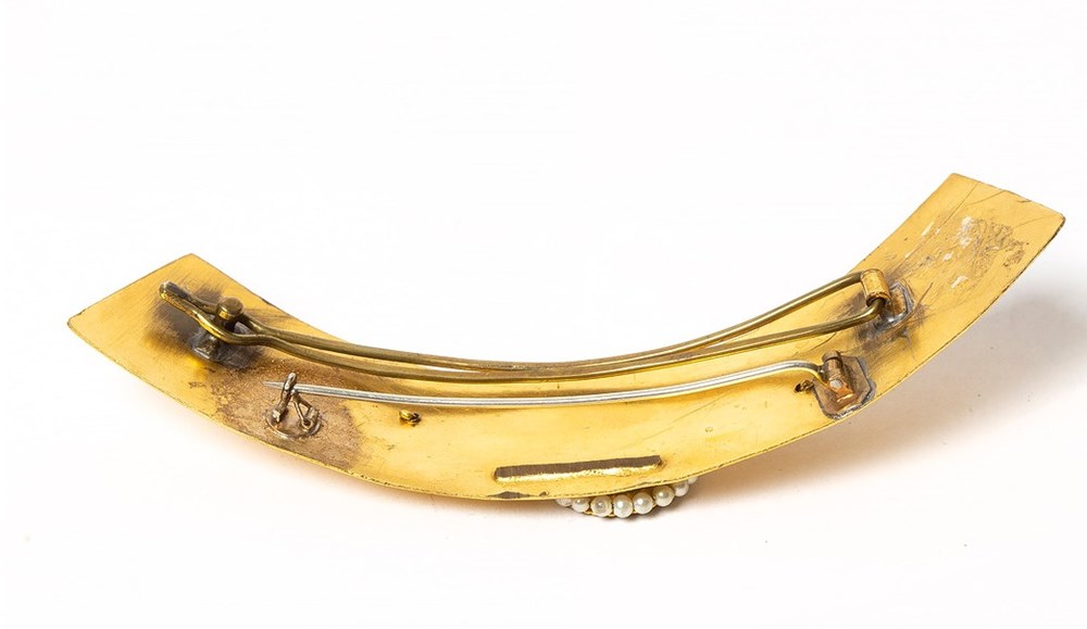 Hårdekoration, förgyllt silver med fröpärlor art antiquities hardekoration forgyllt silver med froparlor