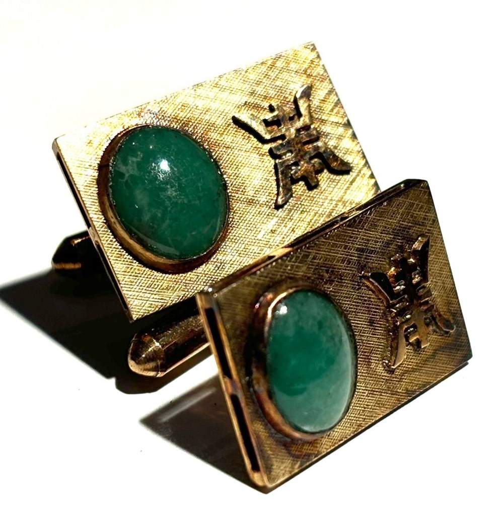 art antiquities manschettknappar 14k jade