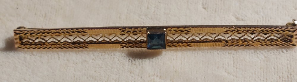 Brosch, 14k, safir art antiquities brosch 14k safir