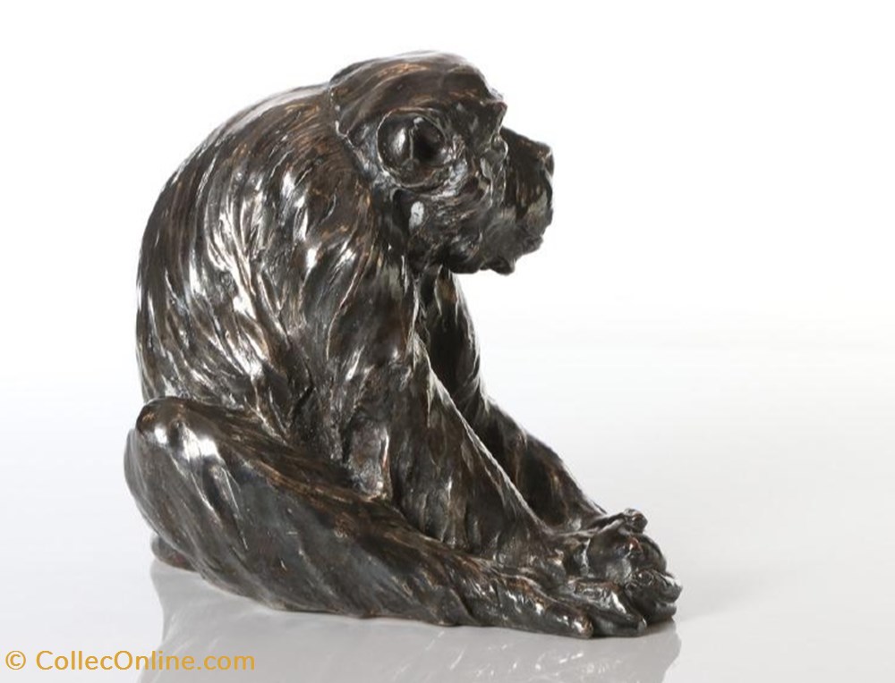 Apa, försilvrad brons 2 art antiquities sculptures bronzes apa forsilvrad brons
