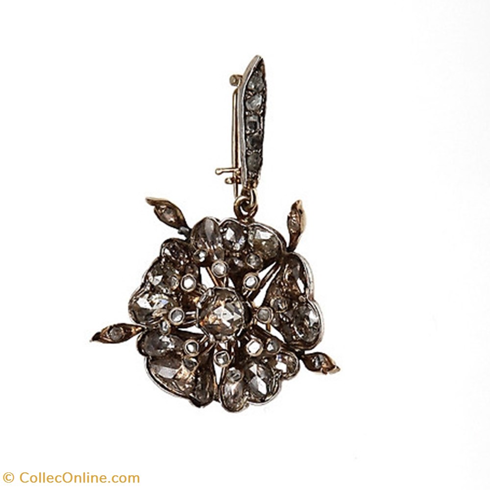 art antiquities brosch hange 18k guld med rosenstenar