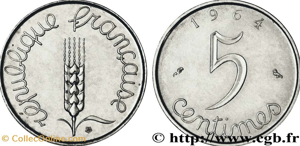 monnaies 5 centimes epi 1964