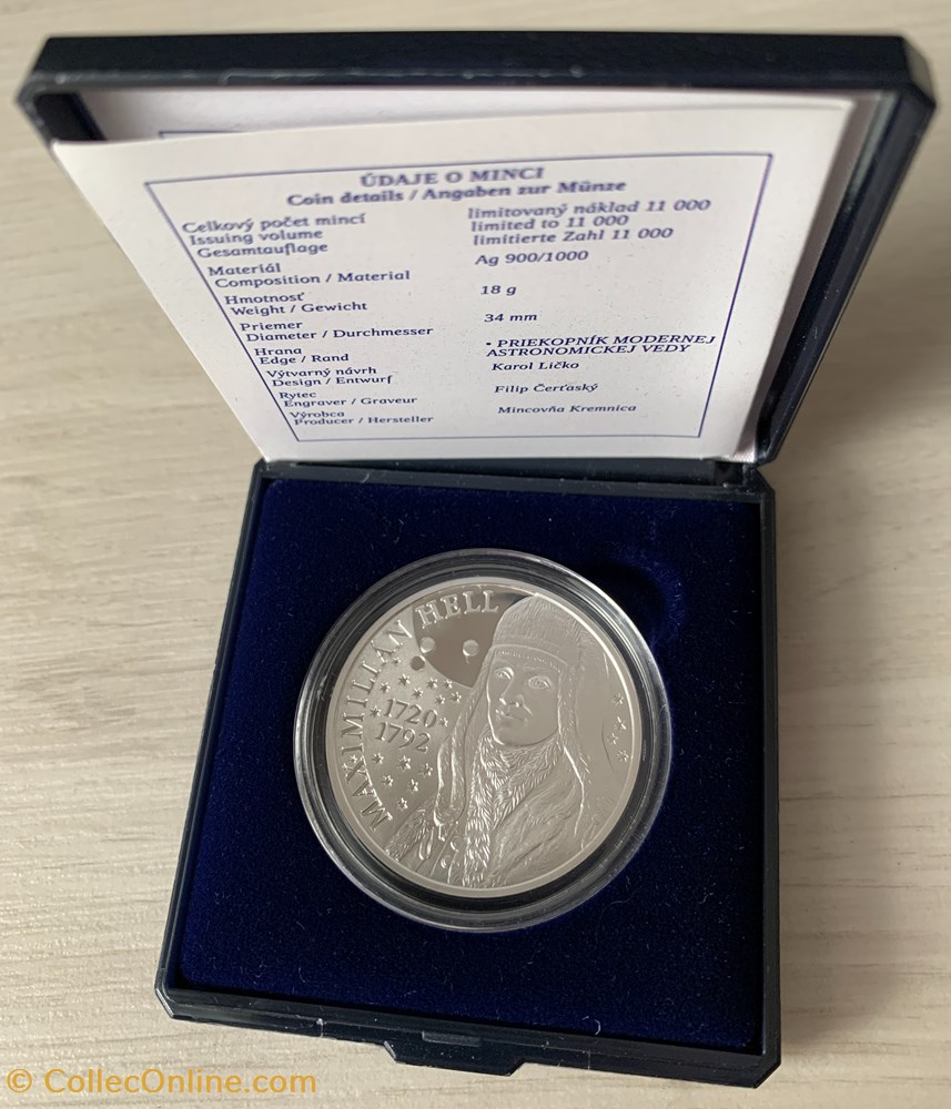 Maximilian Hell - Slovakia 2020 - 300th Anniversary 3 coin world slovakium maximilian hell slovakia 2020 300th anniversary