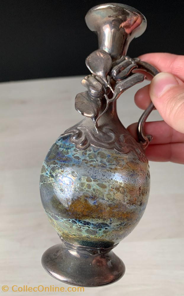 art antiquity glasswork handmade vase from israel glass metal