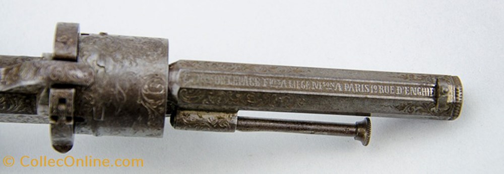 militaria antique firearms lefauchaux 7mm penvuur revolver bewerkt door le page