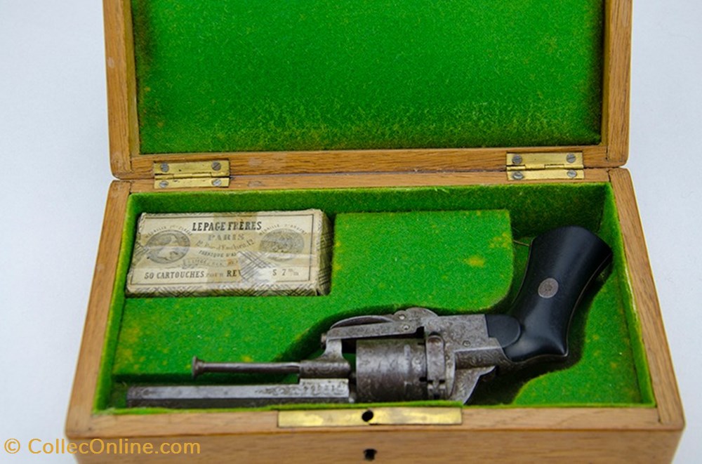 militaria antique firearms lefauchaux 7mm penvuur revolver bewerkt door le page