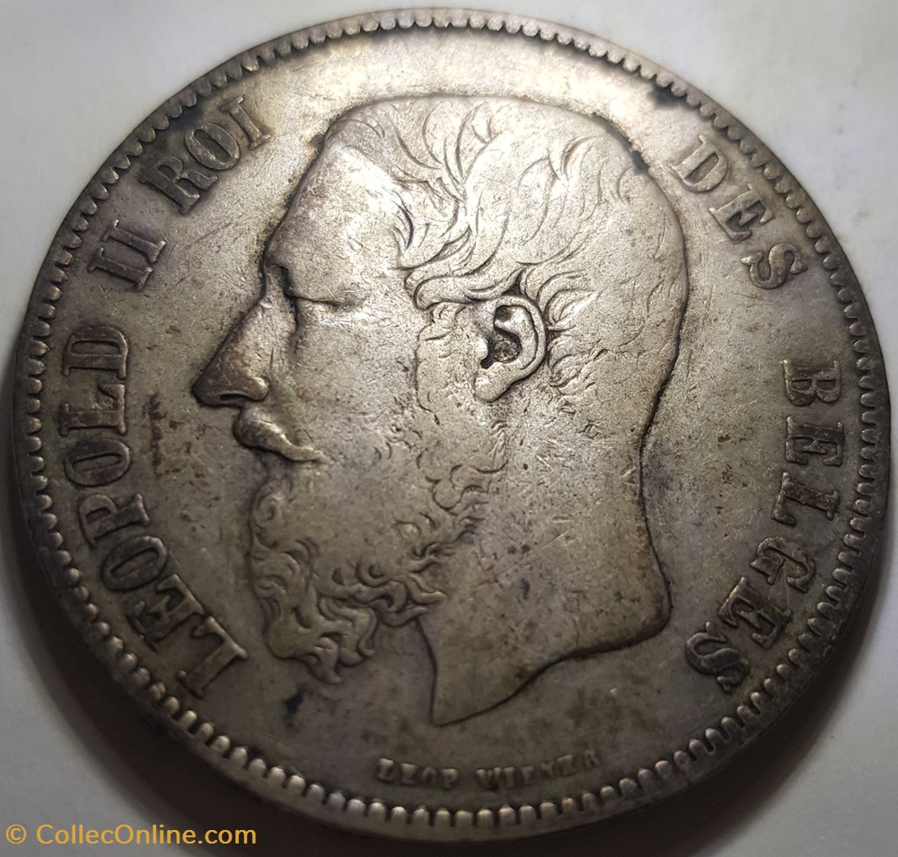 5 francs - Léopold II belgique 1870 monnaie monde 5 francs leopold ii belgique 1870