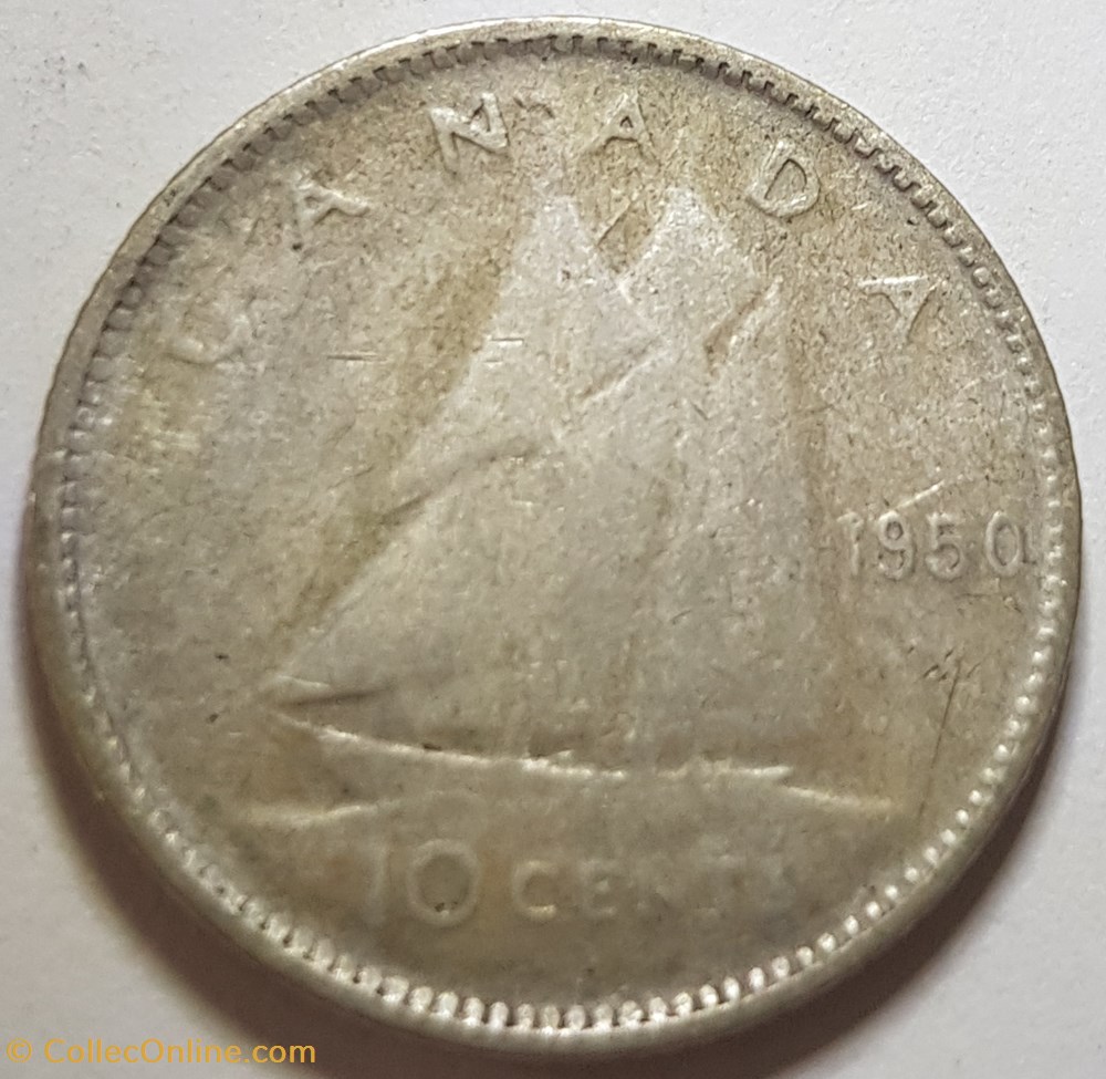 10 cents Georges VI légende sans IND:IMP: 1950 Canada monnaies monde 10 cents georges vi legende sans ind imp 1950 canada
