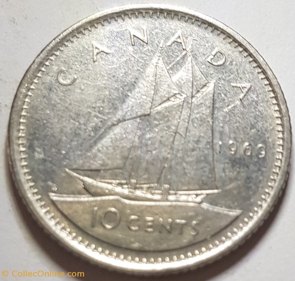 10 cents Elizabeth II 2e effigie, nickel 1969 Canada monnaies monde 10 cents elizabeth ii 2e effigie nickel 1969 canada