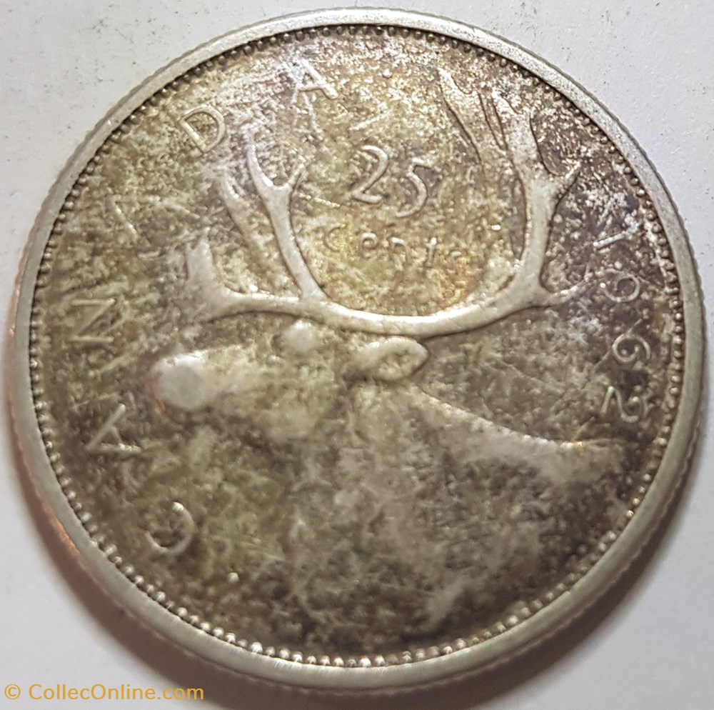 25 cents Elizabeth II 1ère effigie 1962 Canada monnaies monde 25 cents elizabeth ii 1ere effigie 1962 canada