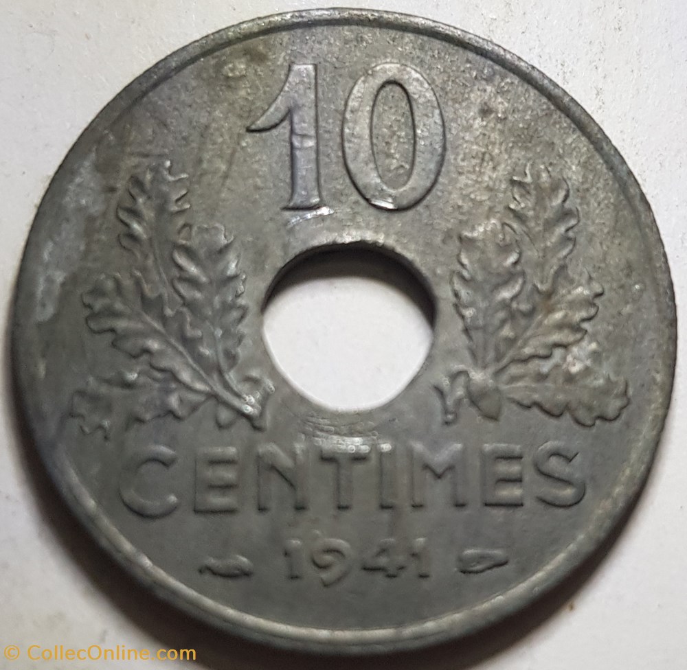 monnaie moderne 10 centimes etat francais france 1941