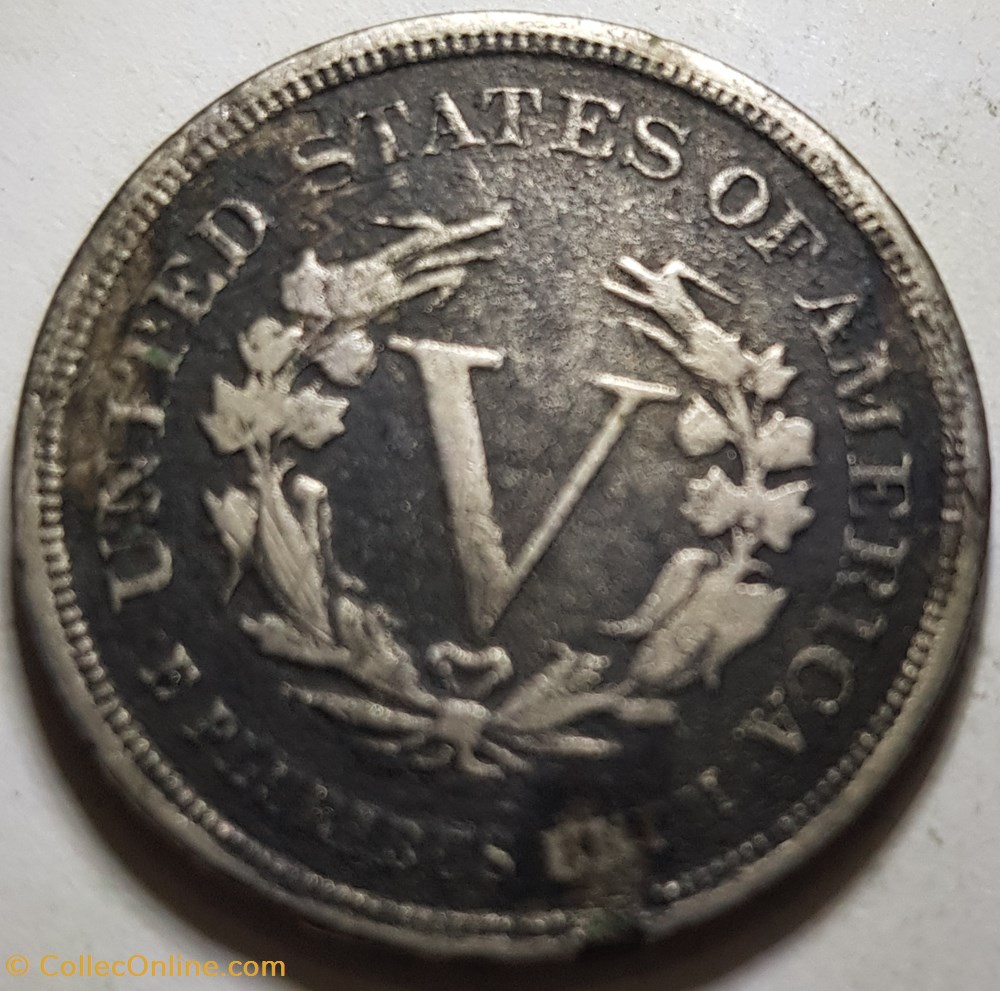 5 cents "Liberty Nickel" sans "CENTS" USA 1883 monnaie monde etat uni 5 cents liberty nickel sans cents usa 1883