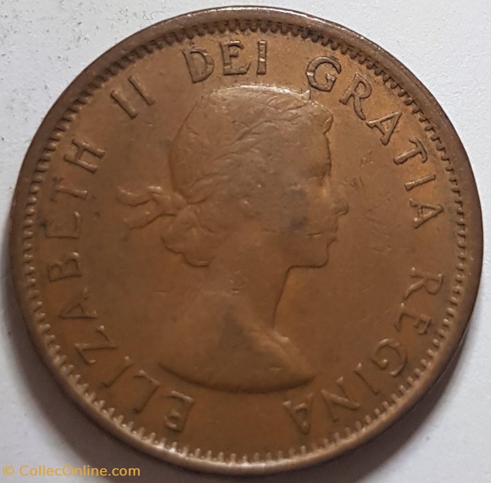 monnaies monde 1 cent elizabeth ii 1ere effigie 1955 1961 1963 1964 canada