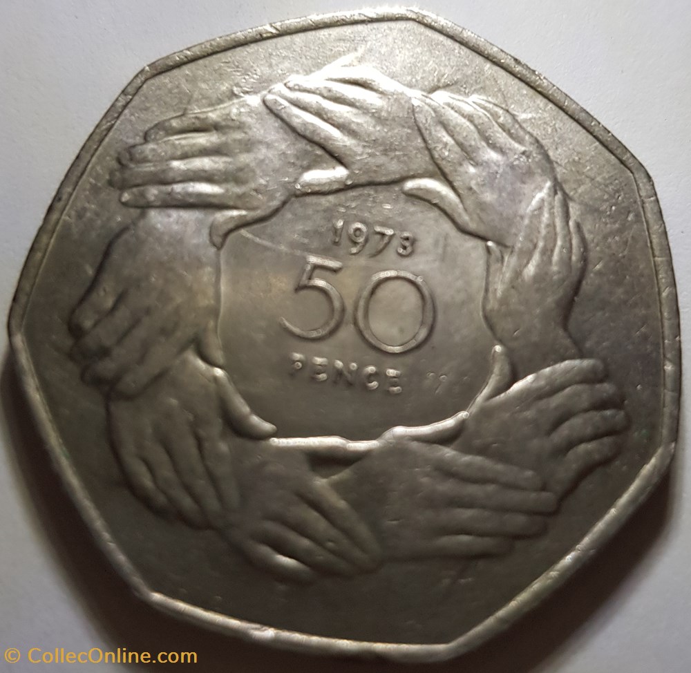 50 pence Entrée dans l'UE 1973 Royaume-Uni monnaie monde 50 pence entree dans ue 1973 royaume uni