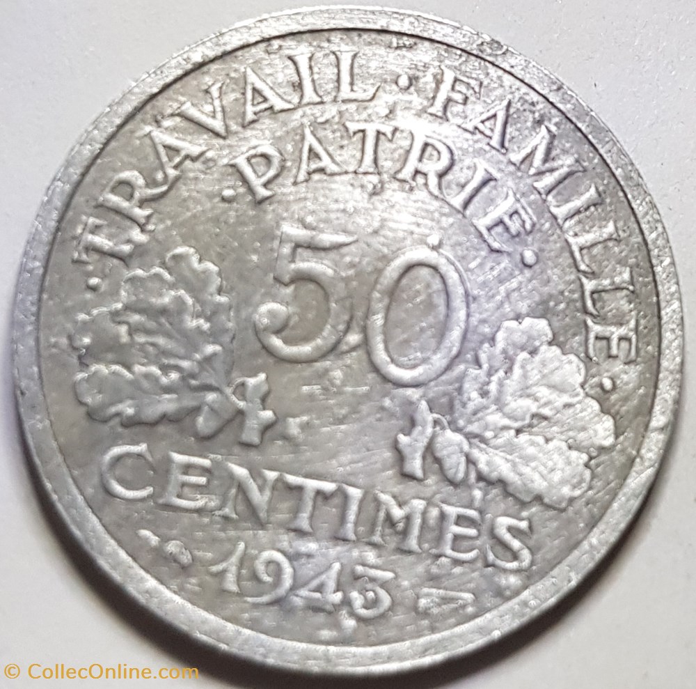 50 centimes Francisque France 1943 monnaie moderne 50 centimes francisque france 1943