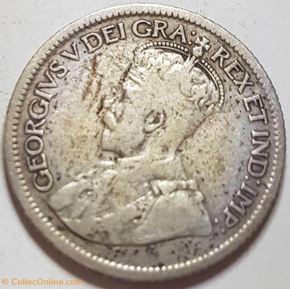 10 cents Georges V avec "DEI GRATIA", argent 800‰ 1921 Canada monnaies monde 10 cents georges v avec dei gratia argent 800 1921 canada