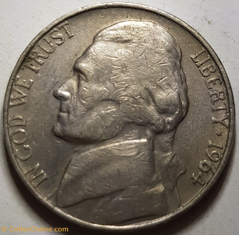 5 cents "Jefferson Nickel" USA 1963 1964 1972 1973 monnaie monde etat uni 5 cents jefferson nickel usa 1963 1964 1972 1973