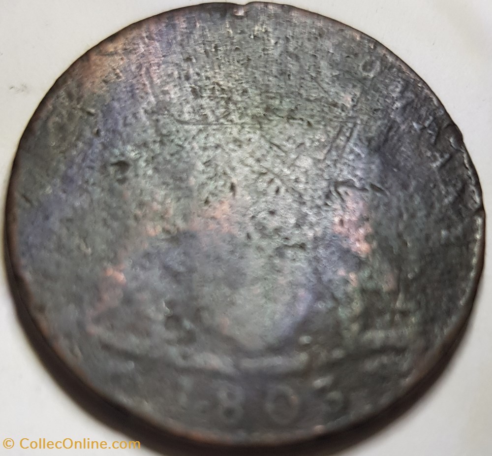 10 cash Inde britannique 1803 monnaie monde territoire l ocean indien 10 cash inde britannique 1803