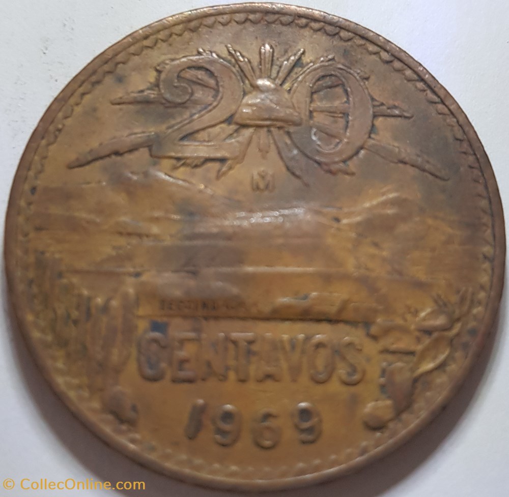 20 centavos 1969 Mexique monnaies monde 20 centavos 1969 mexique