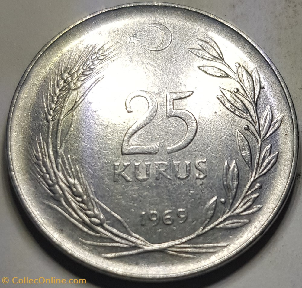25 kuruş Turquie 1959 1969 1970 monnaie monde 25 kurus turquie 1959 1969 1970