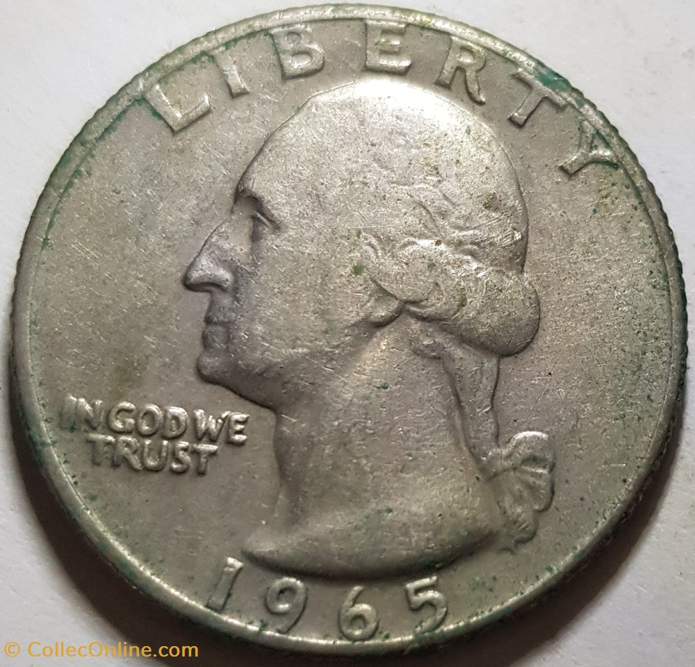 ¼ Dollar "Washington Quarter" USA 1965 monnaie monde etat uni dollar washington quarter usa 1965