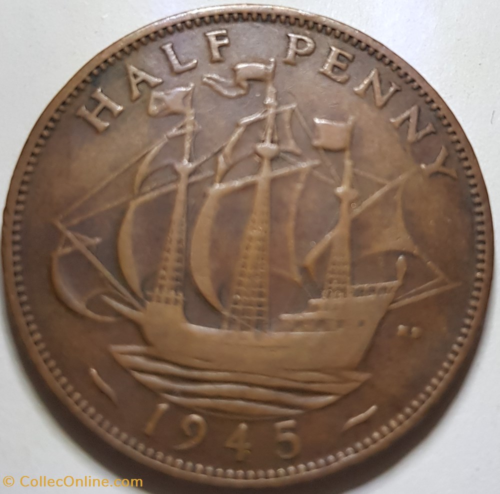 ½ penny George VI Royaume-Uni 1945 monnaie monde penny george vi royaume uni 1945