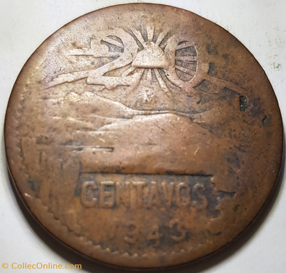 20 centavos Mexique 1943 monnaie monde 20 centavos mexique 1943
