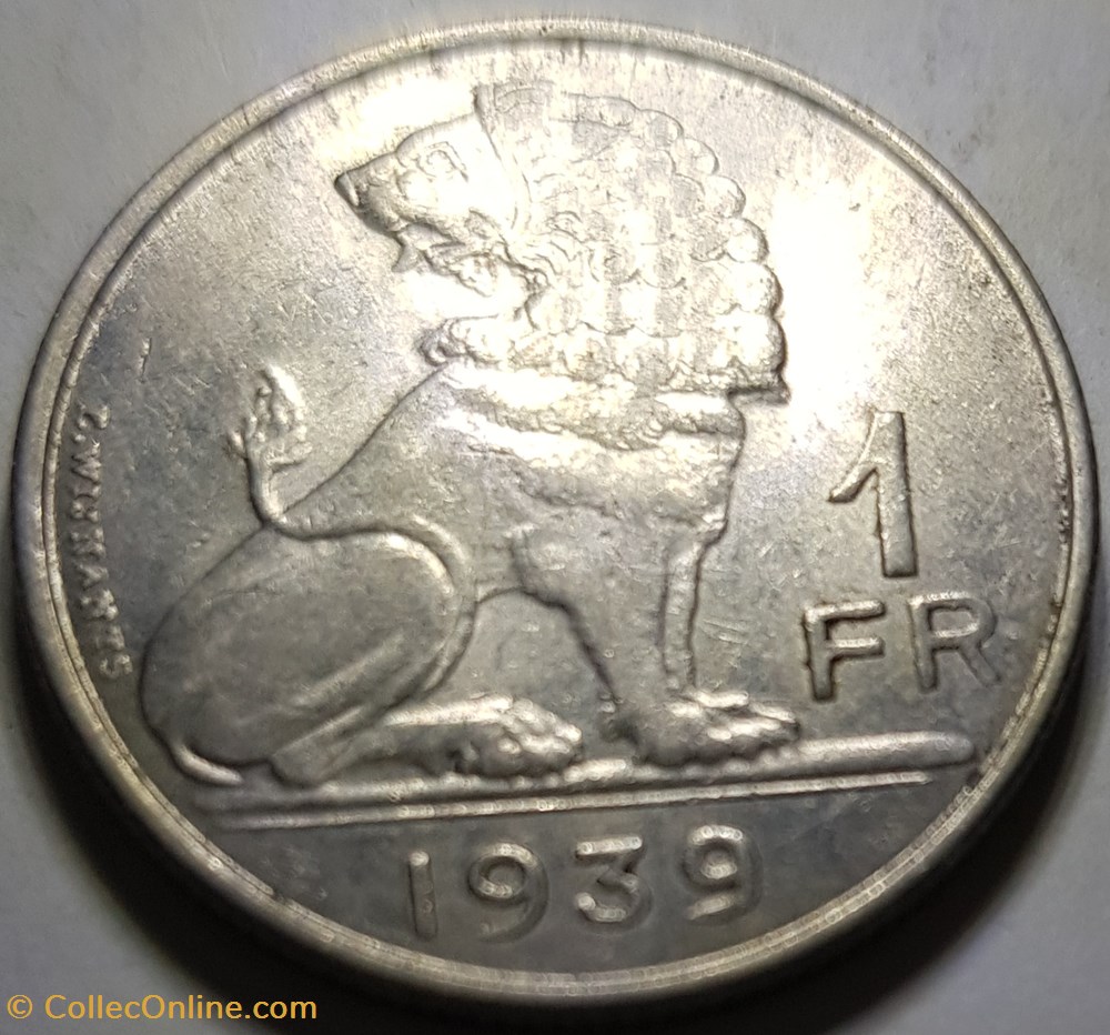1 franc - Léopold III Belgique 1939 monnaie monde 1 franc leopold iii belgique 1939