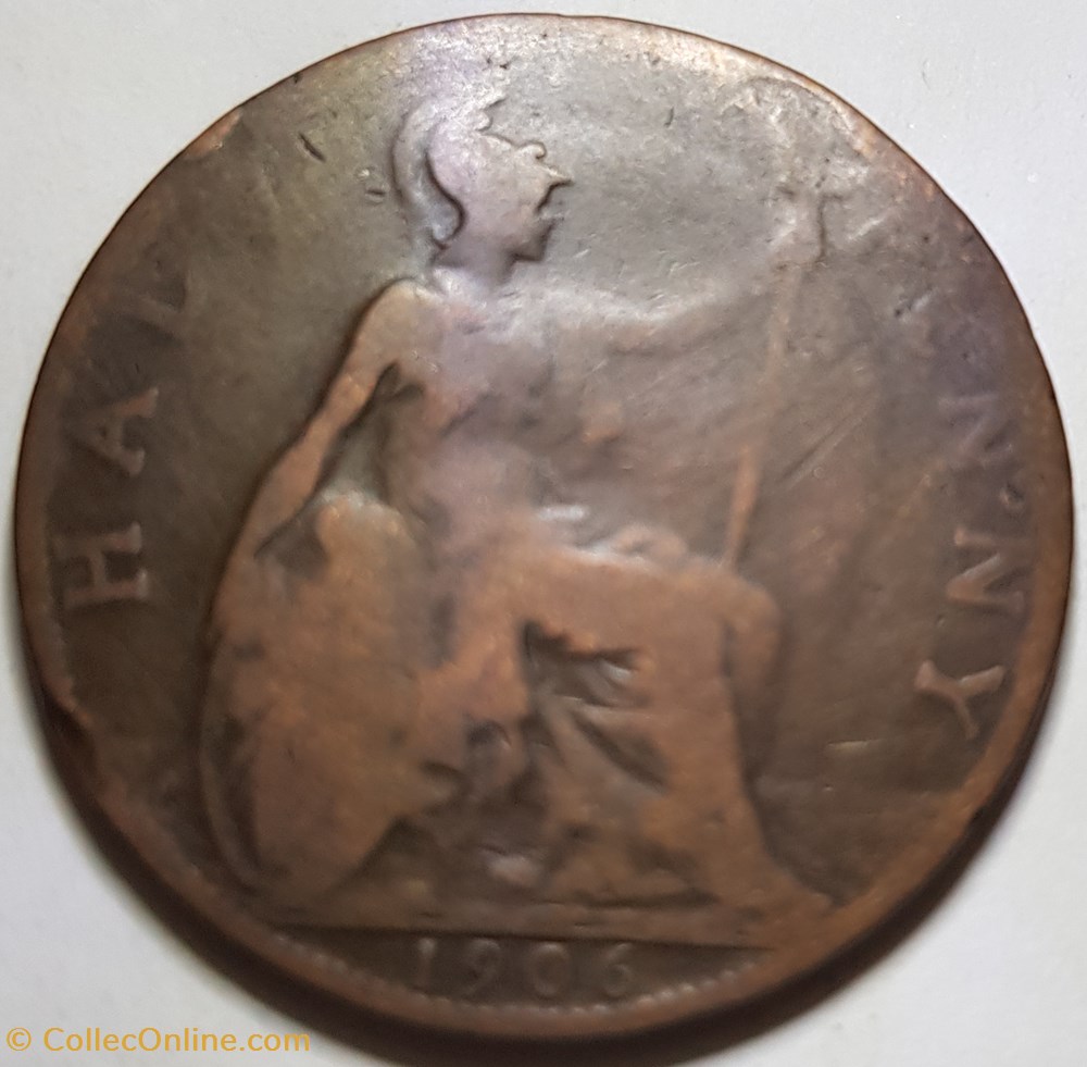 ½ penny Edouard VII Royaume-Uni 1906 monnaie monde penny edouard vii royaume uni 1906