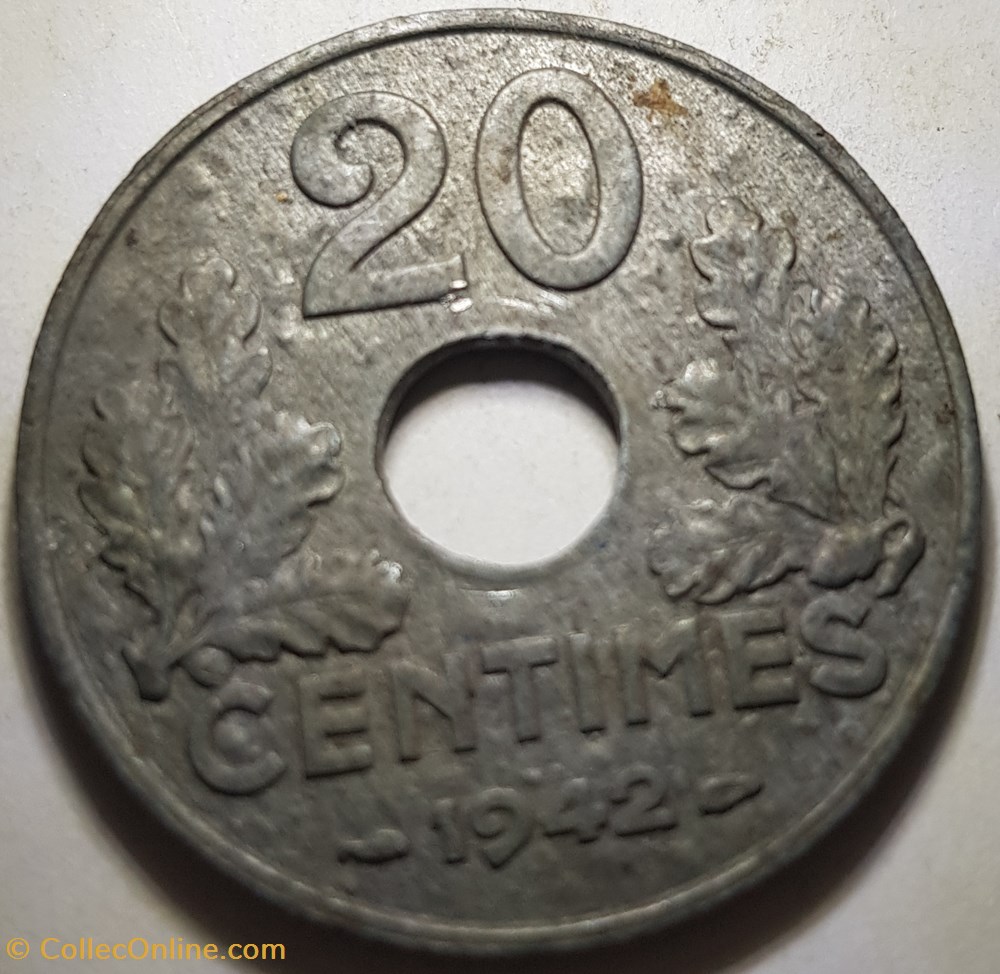20 centimes Etat français France 1942 monnaie moderne 20 centimes etat francais france 1942