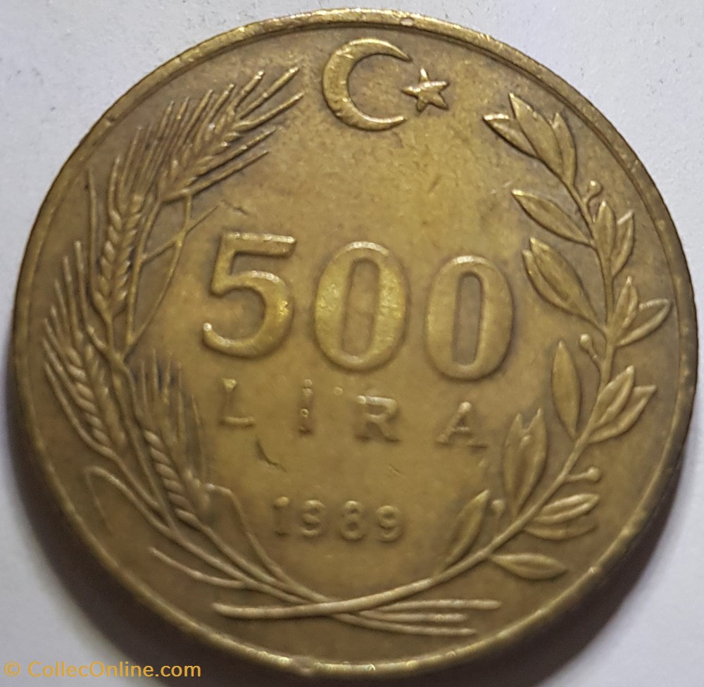 monnaies monde 500 lira 1989 turquie