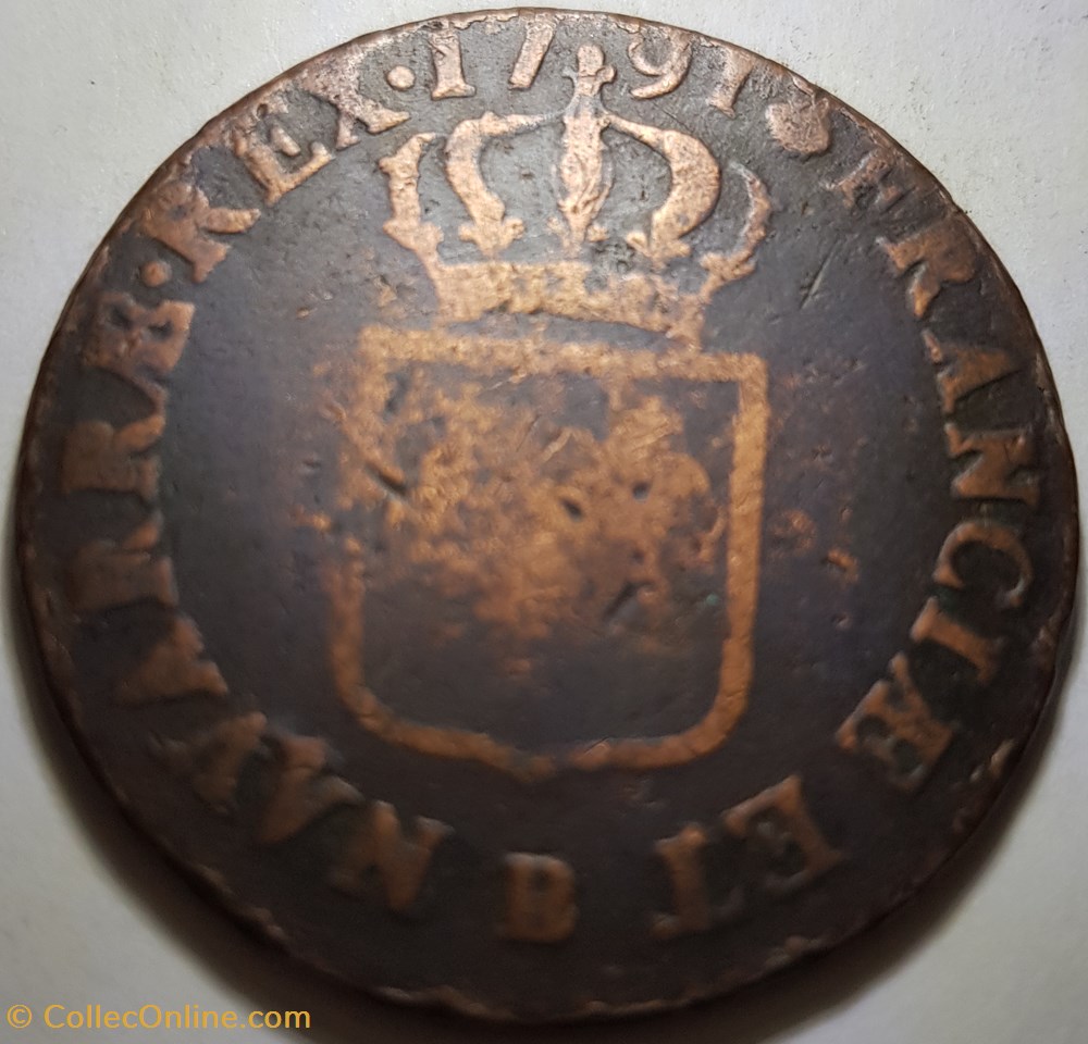 Sol à l'écu - Louis XVI France 1791 et 17?? monnaie royale sol a ecu louis xvi france 1791 et 17