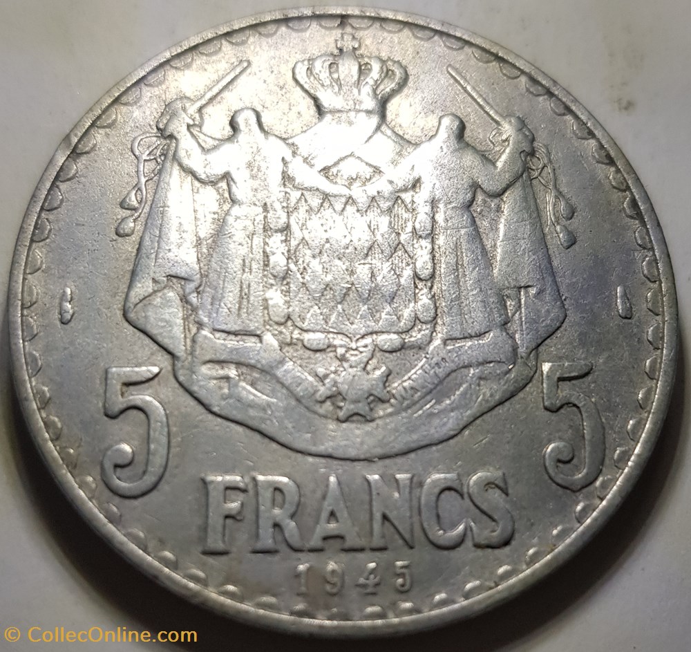 5 francs Louis II Monaco 1945 monnaie monde 5 francs louis ii monaco 1945