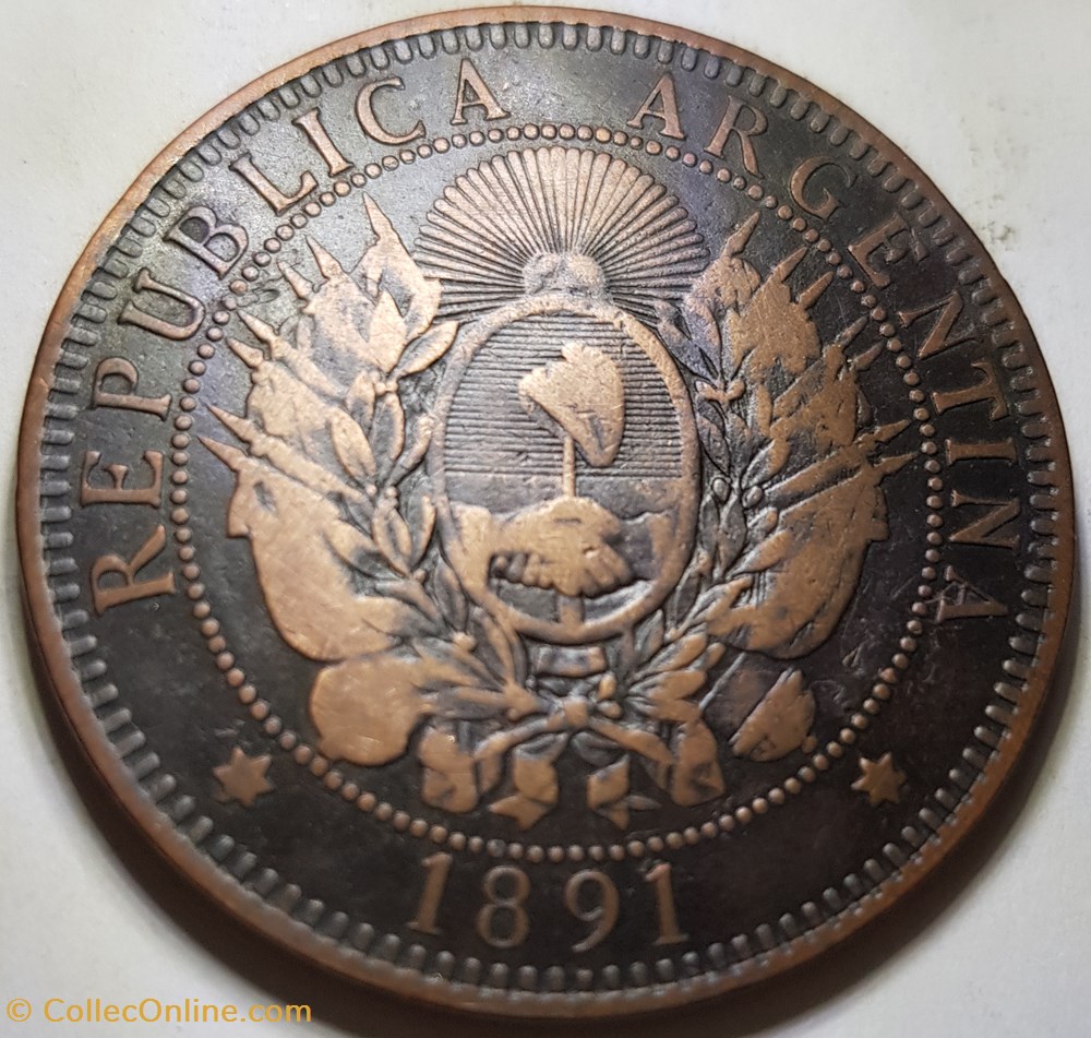 2 centavos Argentine 1891 monnaie monde 2 centavos argentine 1891