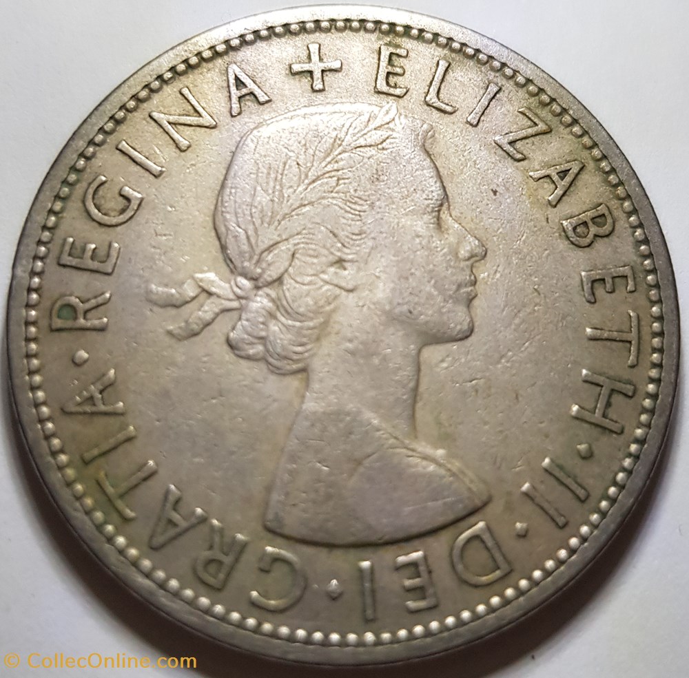½ couronne Elizabeth II 1957 1963 Royaume-Uni monnaie monde couronne elizabeth ii 1957 1963 royaume uni