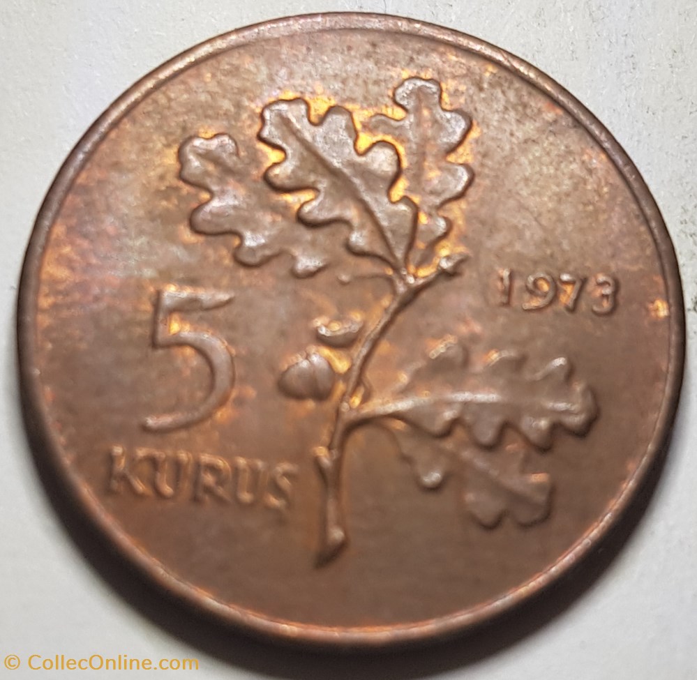 5 kuruş Turquie 1973 monnaie monde 5 kurus turquie 1973