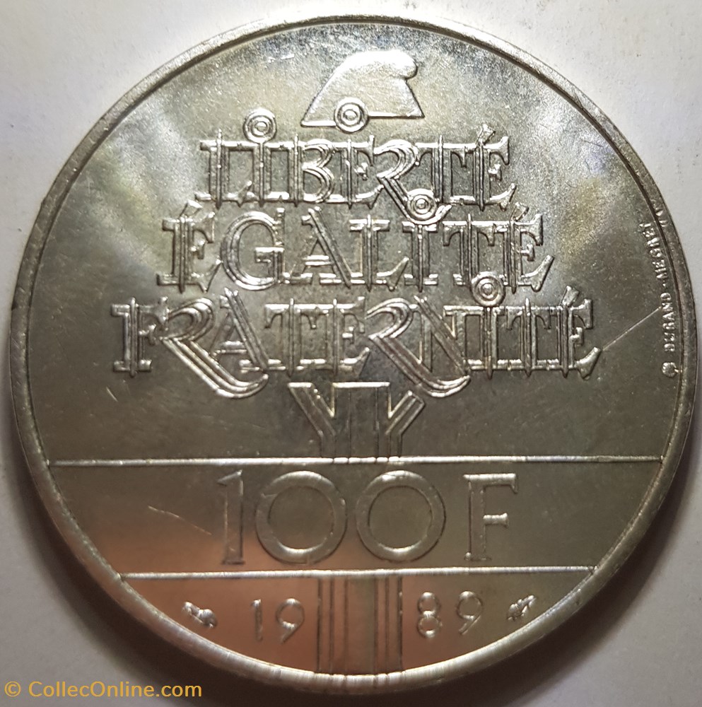 monnaie moderne 100 francs droits de homme france 1989
