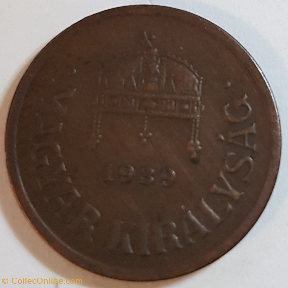 Hongrie 2 fillers, 1939 monnaie monde hongrie 2 fillers 1939